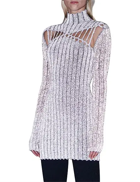 Dion Lee X Braid Light Reflective Mini Dress Black Size 6 for rent on The Volte - main image