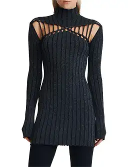 Dion Lee X Braid Light Reflective Mini Dress Black Size 6 for rent on The Volte - image 1