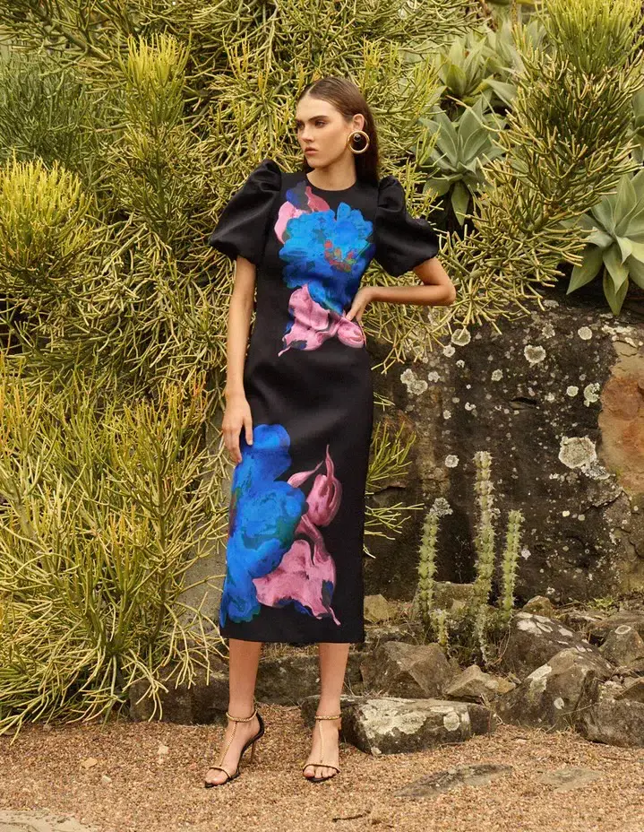Rebecca Vallance Acid Bloom Midi Dress Floral Size 12 for rent on The Volte - main image