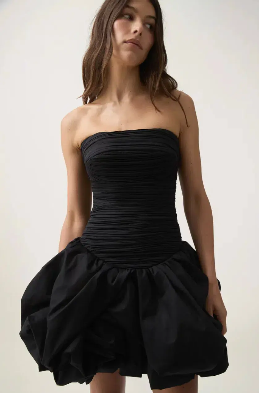 Aje Violette Bubble Hem Mini Dress Black Size 6 for rent on The Volte - main image