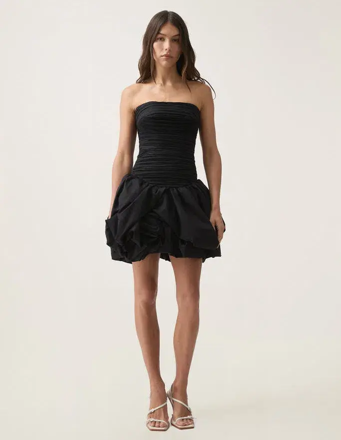 Aje Violette Bubble Hem Mini Dress Black Size 6 for rent on The Volte - main image
