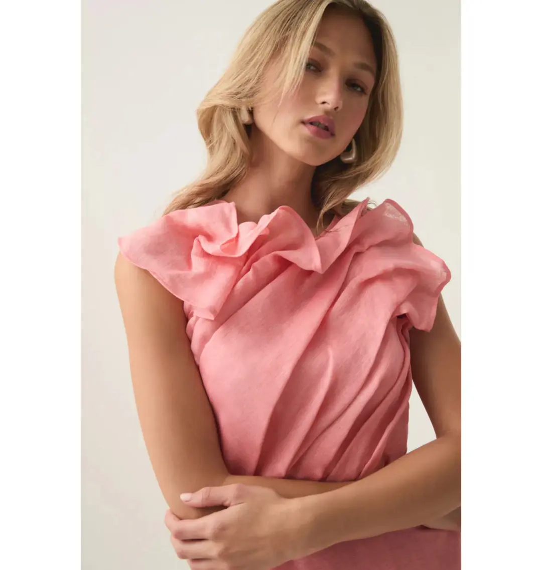 Aje Genesis Midi Dress Washed Coral Size AU 10 for rent on The Volte - main image