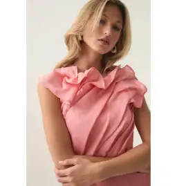 Aje Genesis Midi Dress Washed Coral Size AU 10 for rent on The Volte - image 2