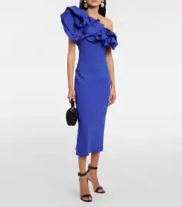 Rebecca Vallance Cora One Shoulder Midi dress Blue Size AU 8 for rent on The Volte - image 1