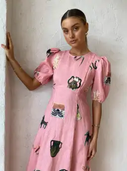 Alemais Cleo Midi Dress in Pink Size AU 12 for rent on The Volte - image 5