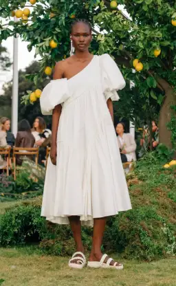 Aje Casabianca Braided Puff sleeve Midi Dress White Size 14 for rent on The Volte - image 3