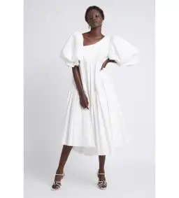 Aje Casabianca Braided Puff sleeve Midi Dress White Size 14 for rent on The Volte - image 2
