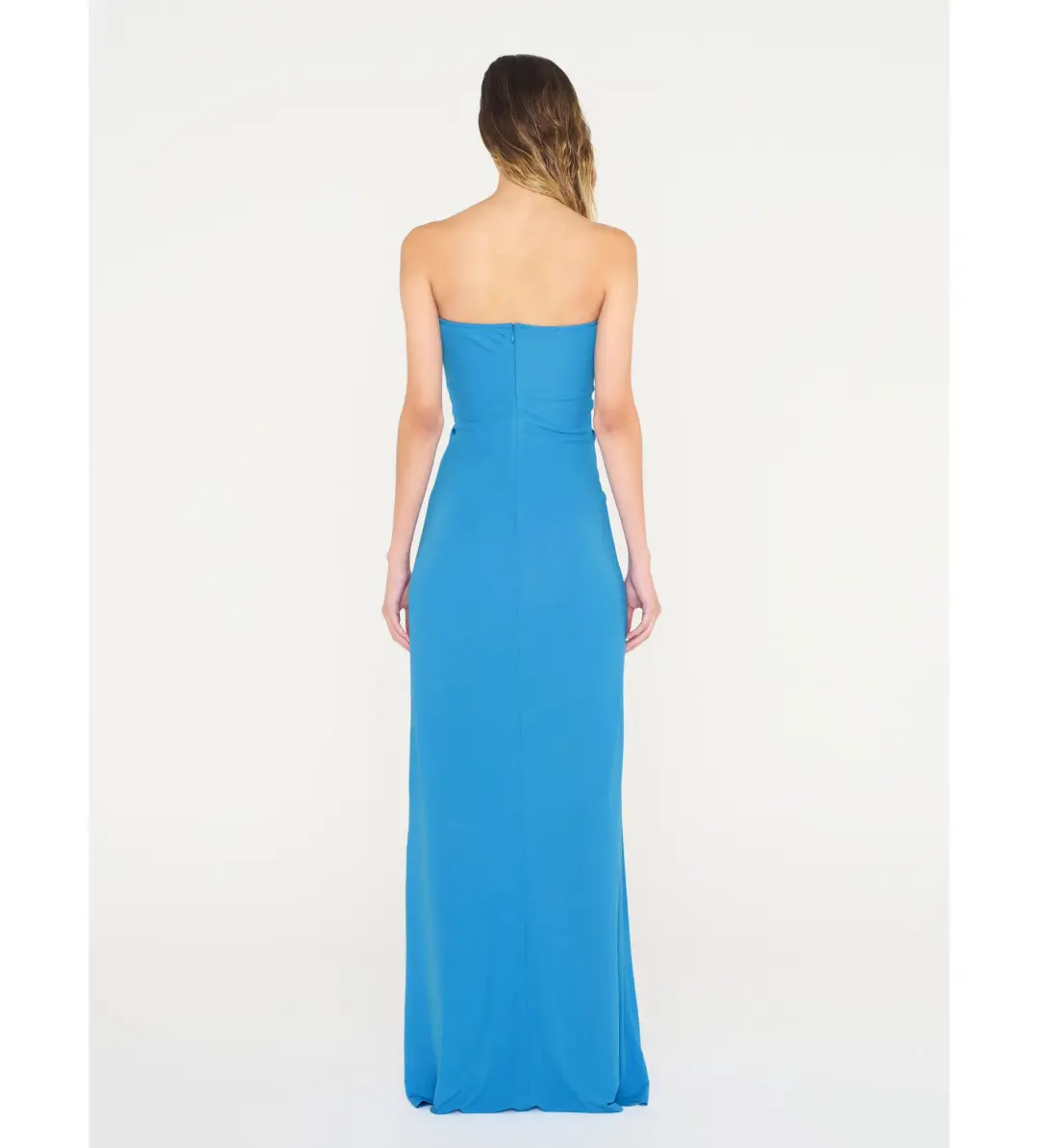 Christopher Esber Arced Palm Strapless Dress in Boston Blue Size 8 for rent on The Volte - main image