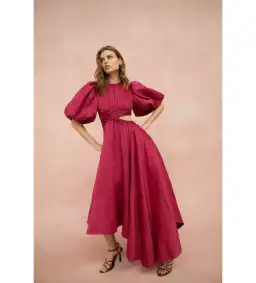 Aje Tidal Tucked Cut Out Midi Dress Pink Size AU 14/ XL for rent on The Volte - image 1