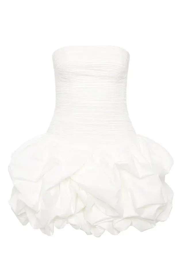 Aje Violette Bubble Hem Mini Dress Ivory Size 8 for rent on The Volte - main image