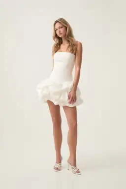 Aje Violette Bubble Hem Mini Dress Ivory Size 8 for rent on The Volte - image 3