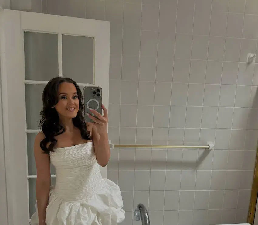 Aje Violette Bubble Hem Mini Dress Ivory Size 8 for rent on The Volte - main image