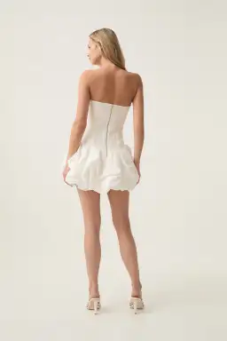 Aje Violette Bubble Hem Mini Dress Ivory Size 8 for rent on The Volte - image 4
