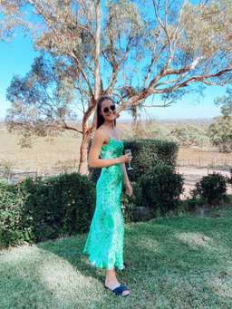 Scanlan Theodore Silk Paisley Long Slip Dress Green Size 8 for rent on The Volte - image 2