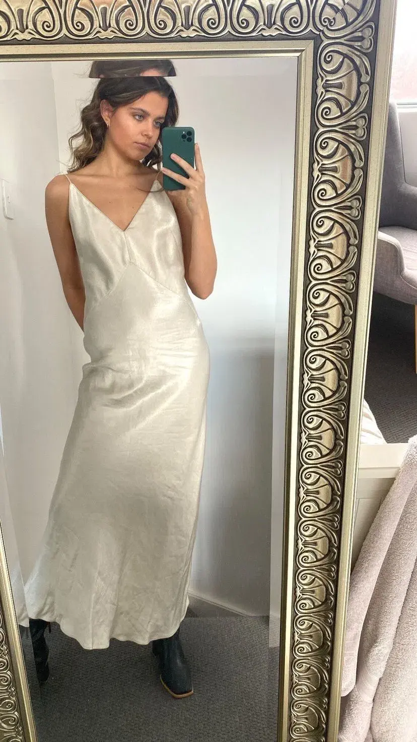 Christopher Esber Dune Structured Cami Dress Raw Silver Size 8 for rent on The Volte - main image