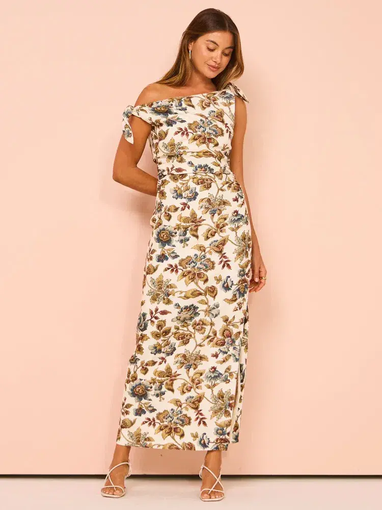 Sir the Label Eleanora Tie Shoulder Midi Dress Viola Floral Print Size 3 / AU 12 for rent on The Volte - main image