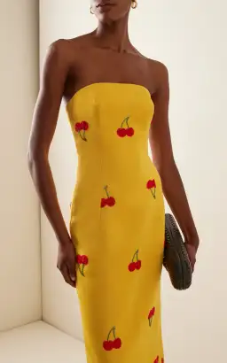 Leo Lin Rayna Embellished Bustier Maxi Dress in Cherry Beading Size 8 for rent on The Volte - image 3