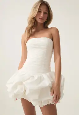 Aje Violette Bubble Hem Mini Dress Ivory Size 8 for rent on The Volte - image 2