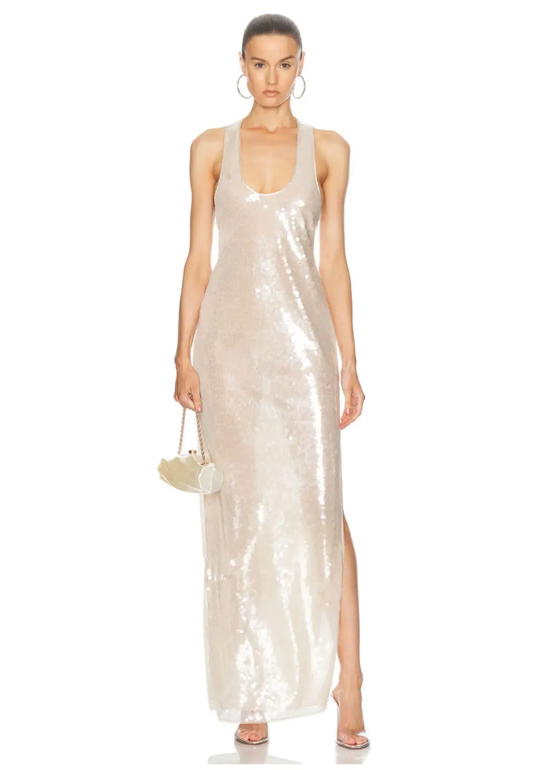 Retrofete Bella Sequin Dress Cream Size XS / AU 6 for rent on The Volte - main image