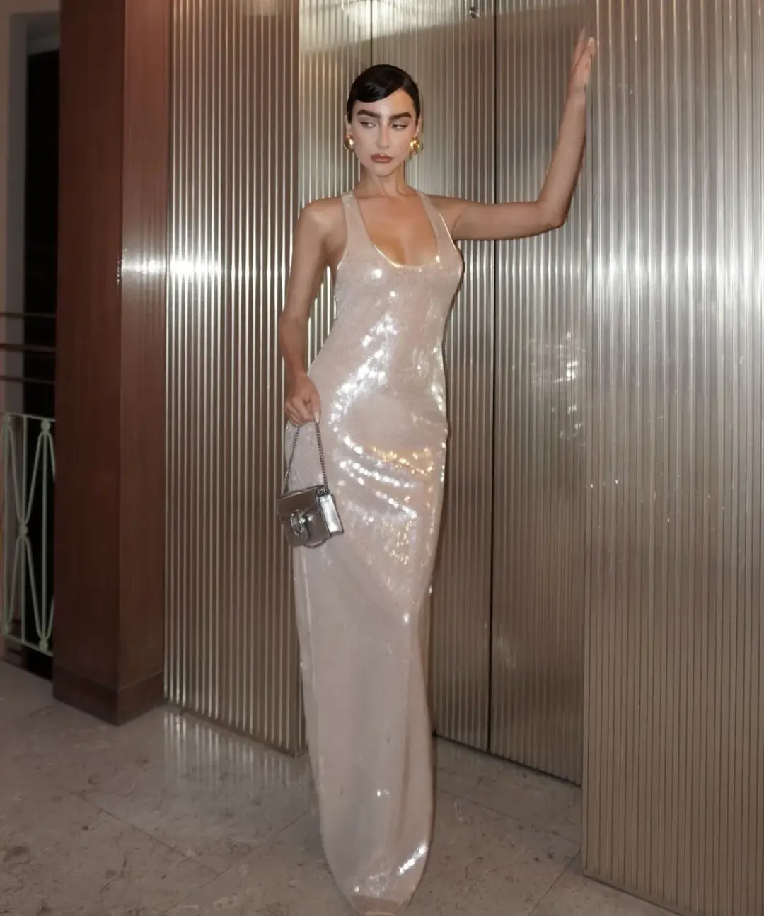 Retrofete Bella Sequin Dress Cream Size XS / AU 6 for rent on The Volte - main image