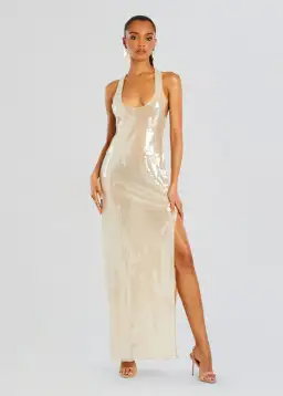 Retrofete Bella Sequin Dress Cream Size XS / AU 6 for rent on The Volte - image 7