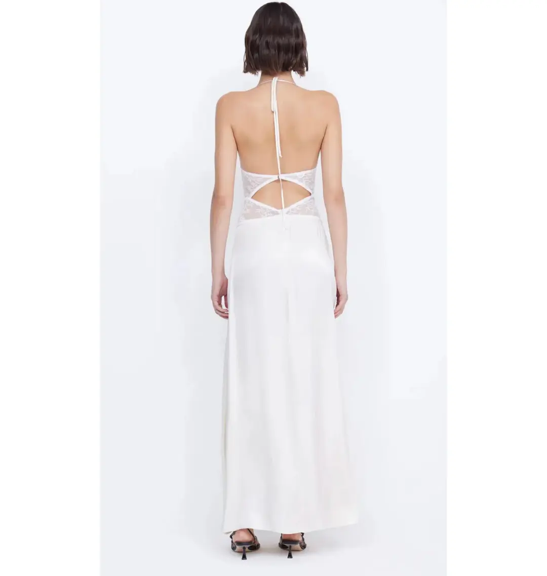 Bec & Bridge Santal Halter Maxi Dress Ivory Size AU 8 for rent on The Volte - main image
