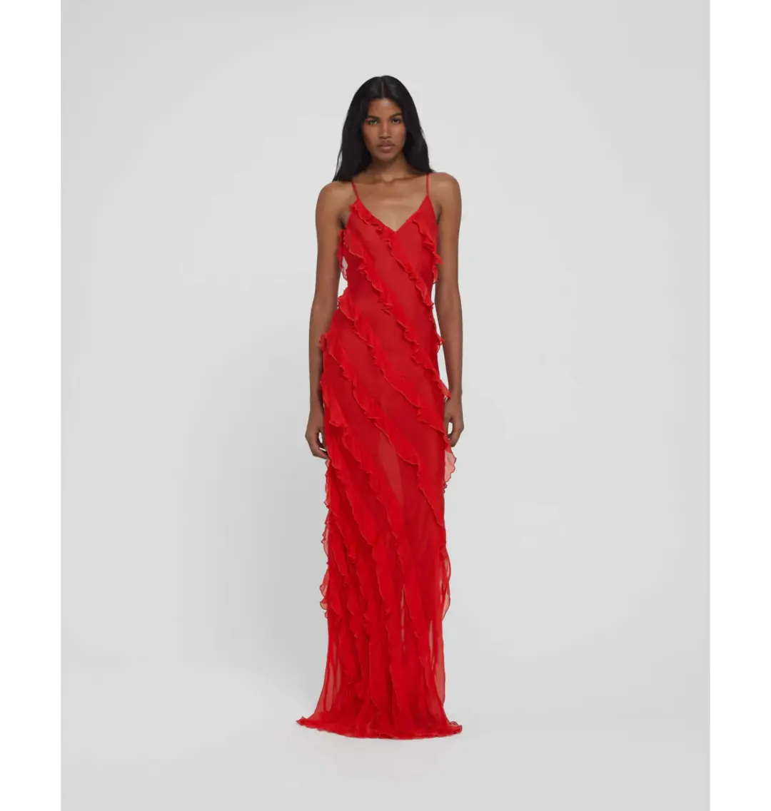 Rat & Boa Cecelia Ruffle Maxi Dress Red Size S / AU 8 for rent on The Volte - main image