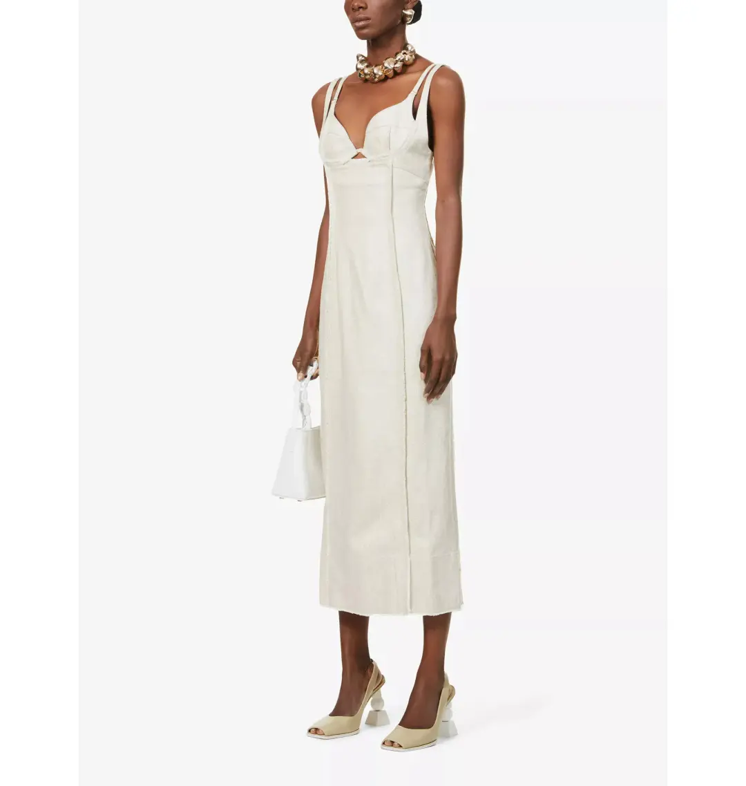 Jacquemus La Robe Valerie Dress Beige Size AU 6 for rent on The Volte - main image
