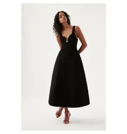 Aje Sylvette Knit Midi Dress Black Size AU 6 for rent on The Volte - image 1