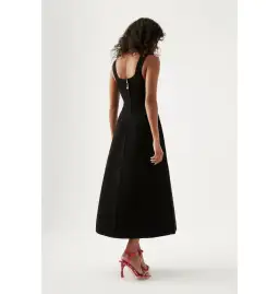 Aje Sylvette Knit Midi Dress Black Size AU 6 for rent on The Volte - image 3