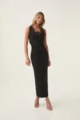 Aje Daisy Knit Maxi Dress Black Size AU 10 for rent on The Volte - image 1