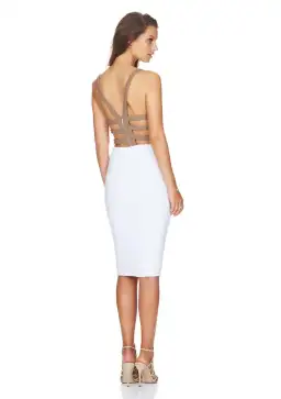 Nookie Strappy Back Bodycon Dress White Size 8 for rent on The Volte - image 3