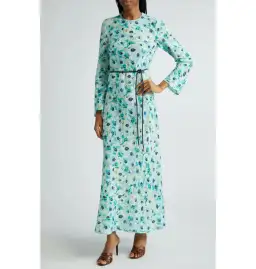 Zimmermann Lightburst Bias Long Dress in Aqua Floral Size 1 / AU 10