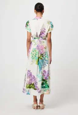 Once Was Cristina Linen Viscose Midi Dress in Wisteria Alba Size 12 for rent on The Volte - image 3