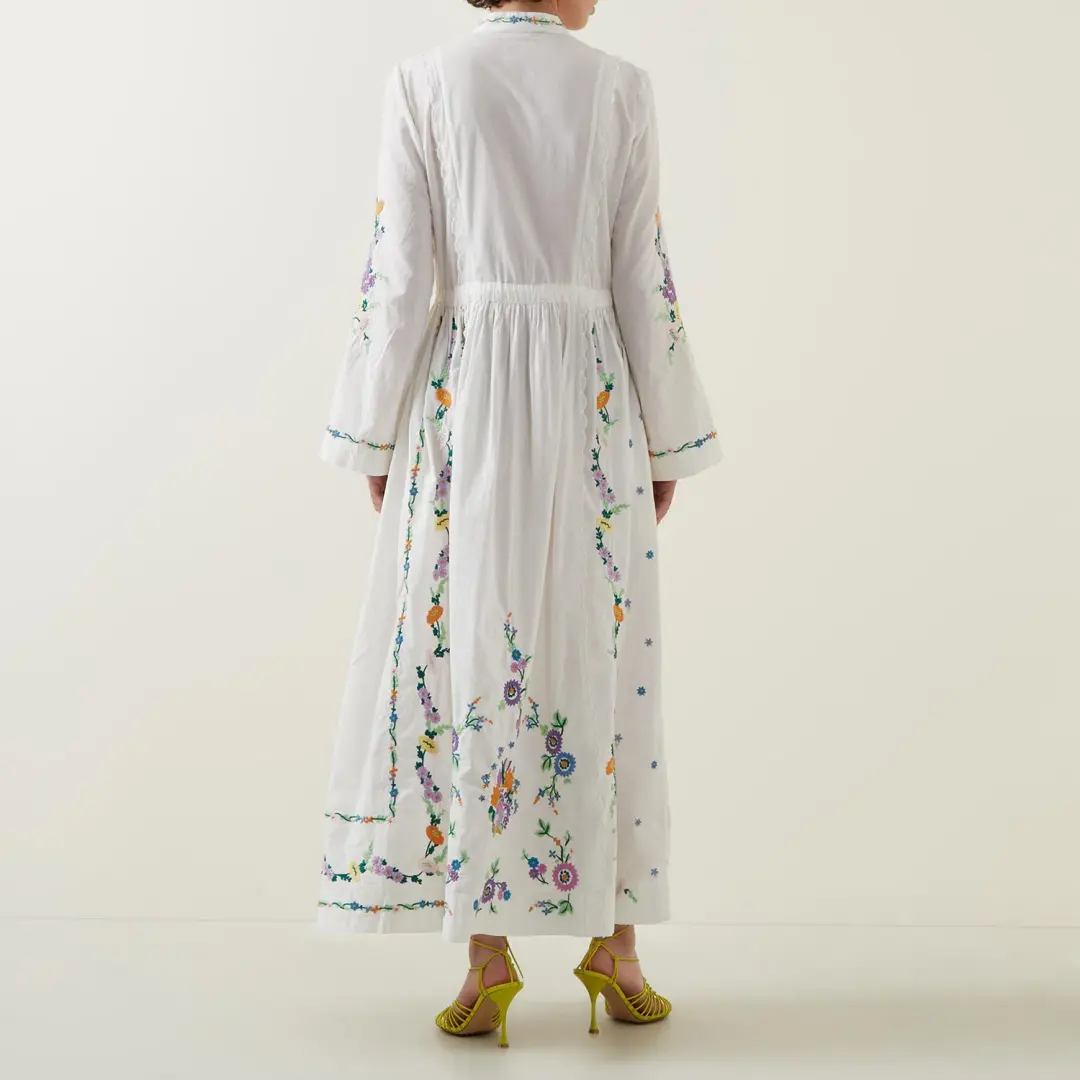 Alemais Willa Embroidered Shirt Dress White Floral Size AU 10 for rent on The Volte - main image