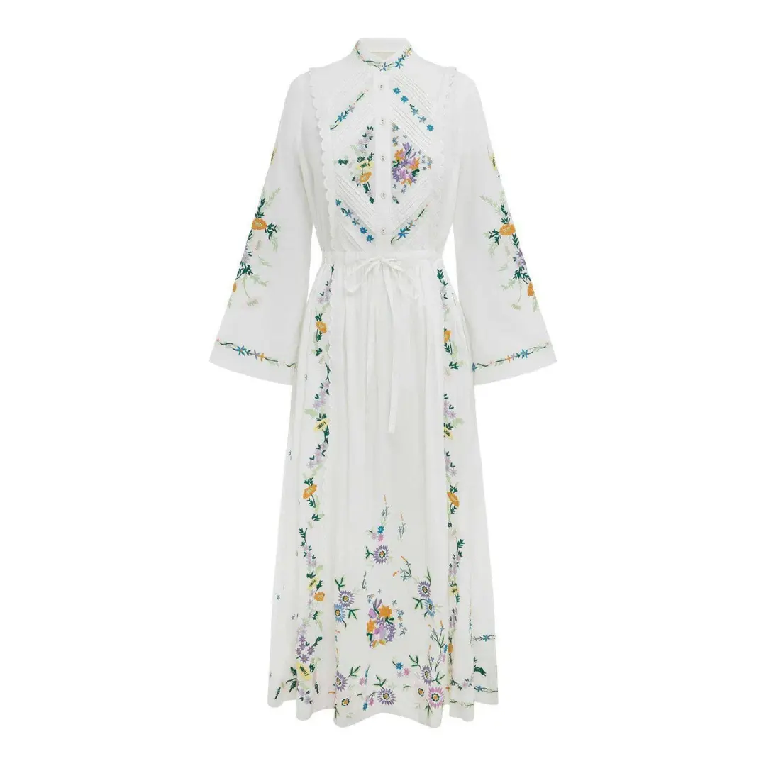 Alemais Willa Embroidered Shirt Dress White Floral Size AU 10 for rent on The Volte - main image