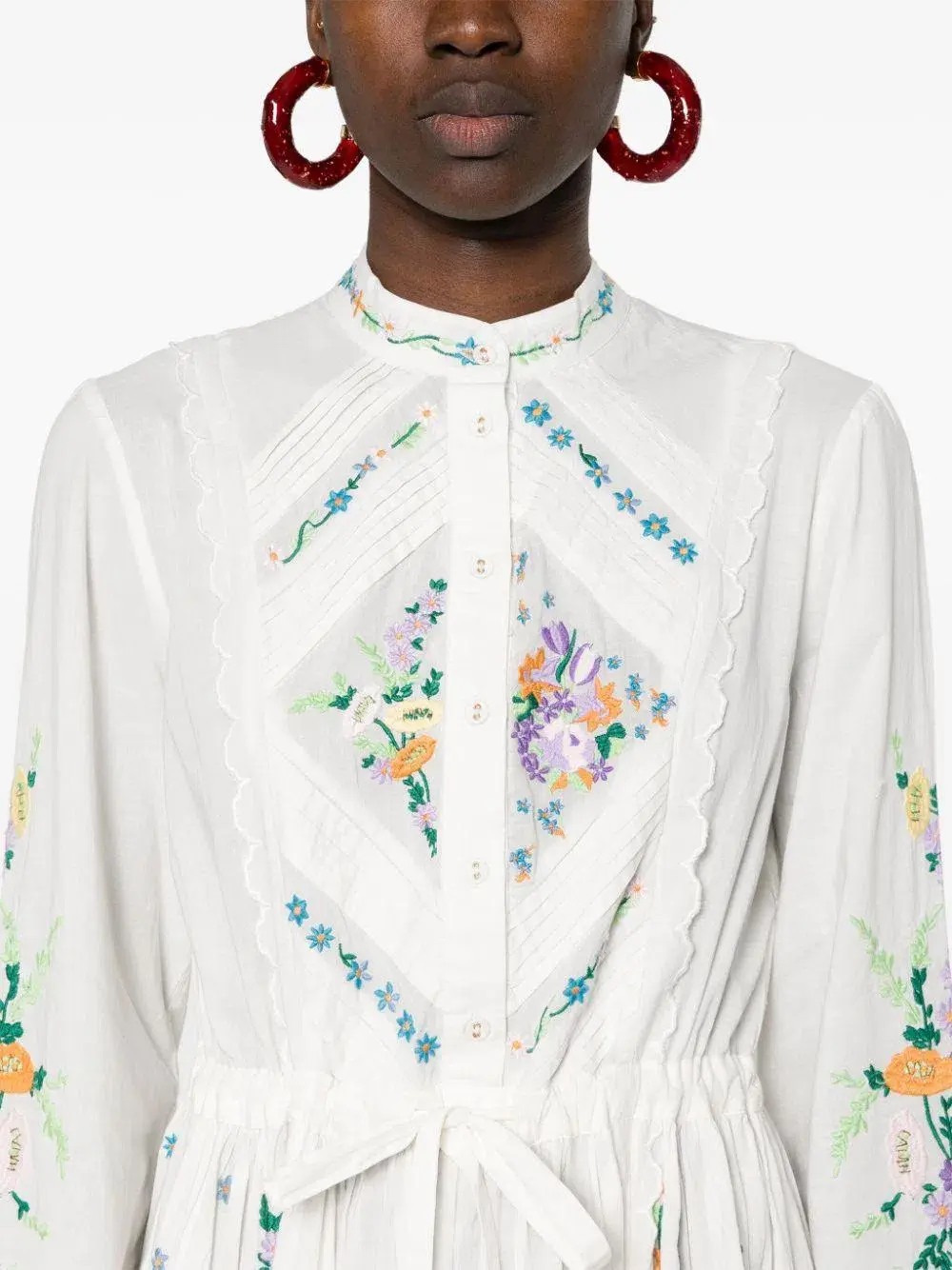 Alemais Willa Embroidered Shirt Dress White Floral Size AU 10 for rent on The Volte - main image