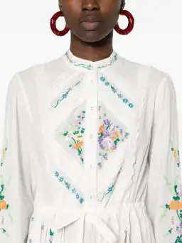 Alemais Willa Embroidered Shirt Dress White Floral Size AU 10 for rent on The Volte - image 3