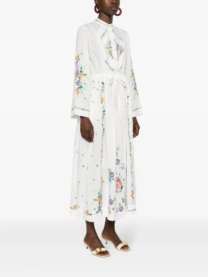 Alemais Willa Embroidered Shirt Dress White Floral Size AU 10 for rent on The Volte - main image