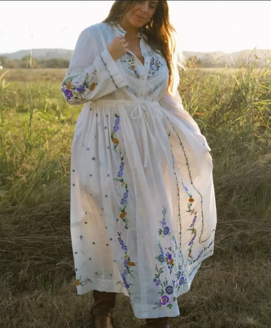 Alemais Willa Embroidered Shirt Dress White Floral Size AU 10 for rent on The Volte - main image