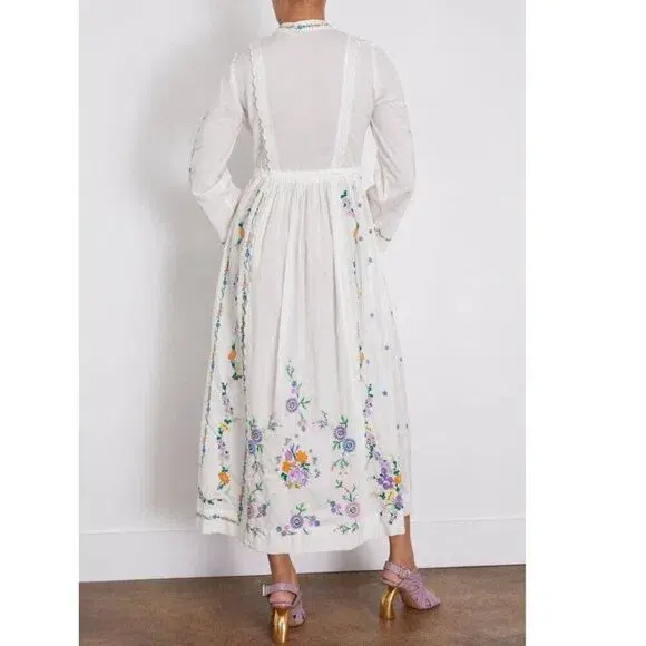 Alemais Willa Embroidered Shirt Dress White Floral Size AU 10 for rent on The Volte - main image