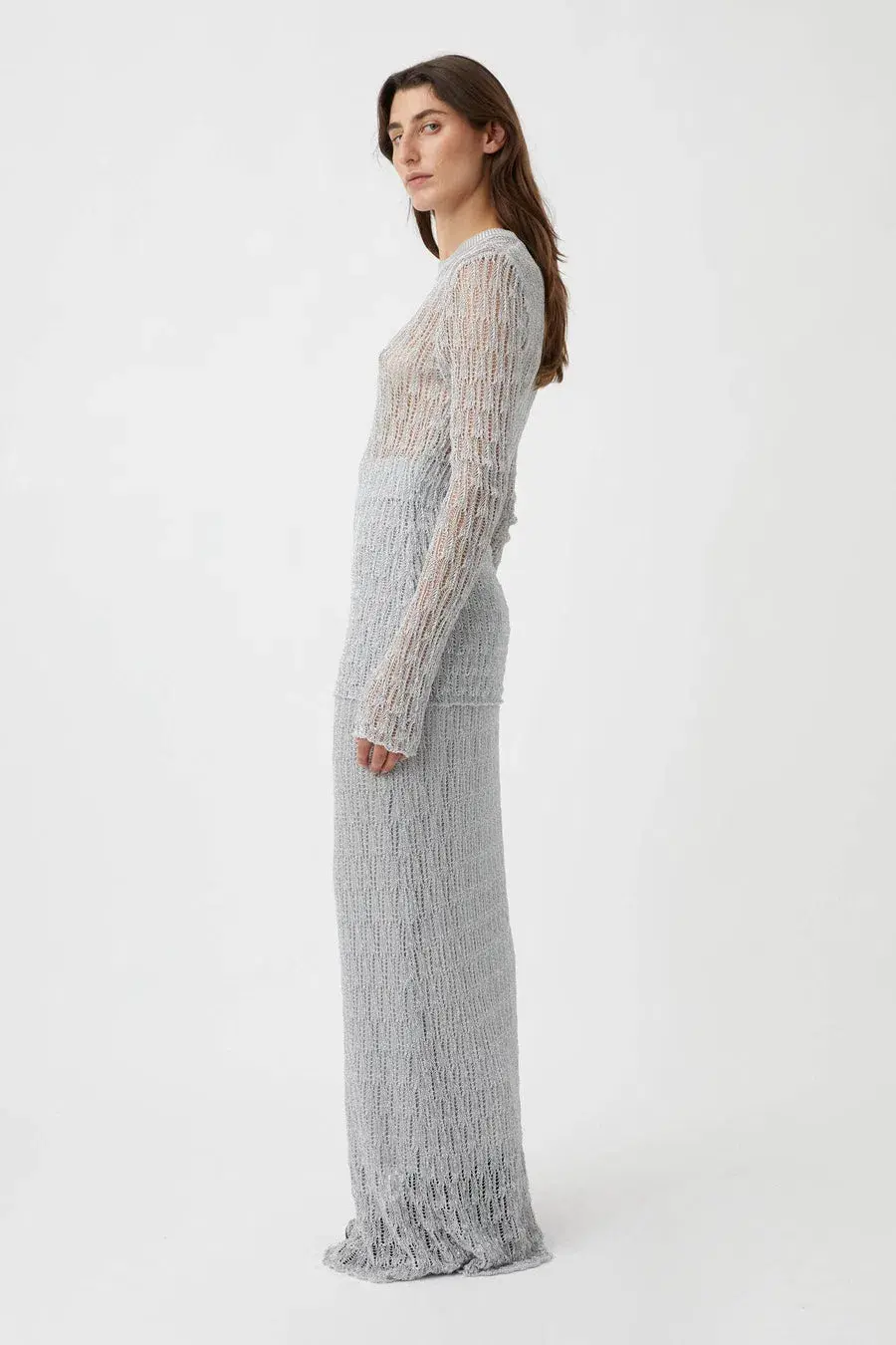 Camilla and Marc Jacque Knit Top and Skirt Set Silver Size L / AU 12 for rent on The Volte - main image