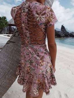 Zimmermann Tropicale Lattice Mini Dress Floral Size 8 for rent on The Volte - image 5