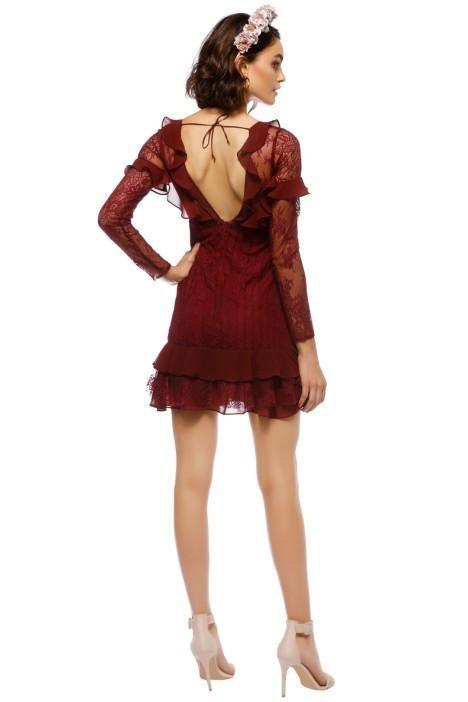 For Love of Lemons Daphne Lace Mini Burgundy Dress Sz 10 for rent on The Volte - main image