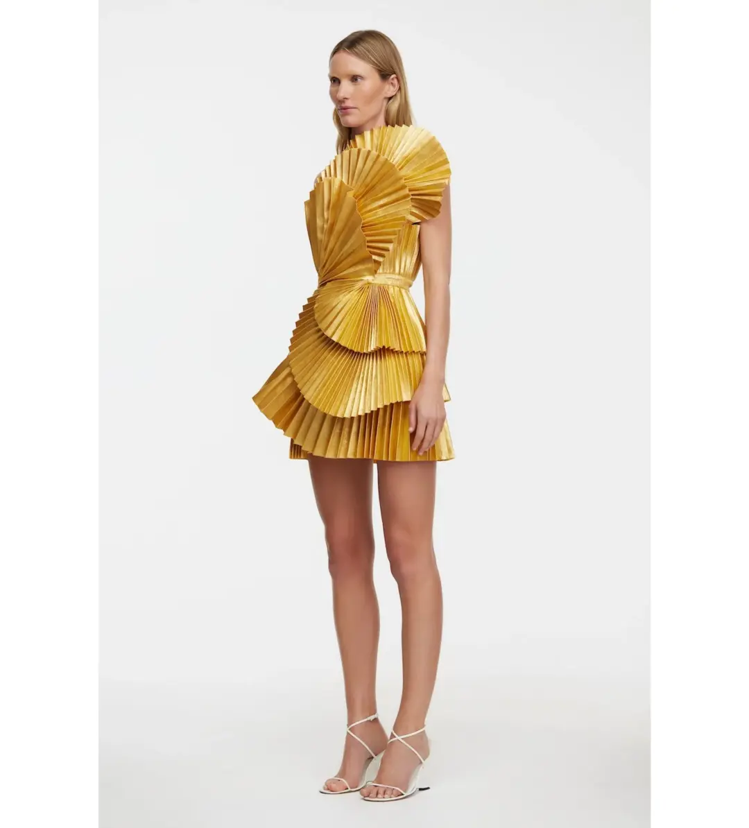 Acler Abbotsford Mini Dress Honey Gold Metallic Size 8 for rent on The Volte - main image
