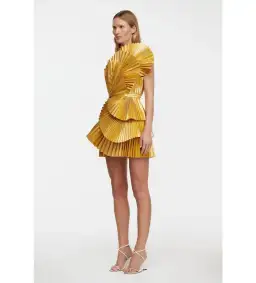 Acler Abbotsford Mini Dress Honey Gold Metallic Size 8 for rent on The Volte - image 2