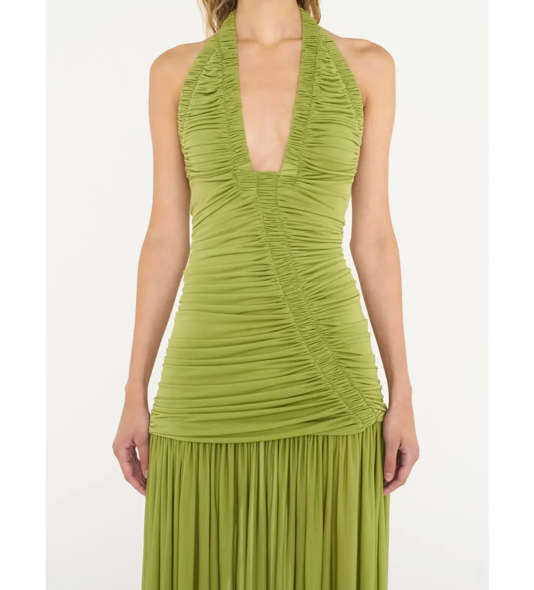 Christopher Esber Orion Gown Green Olive Size 6 for rent on The Volte - main image
