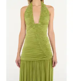 Christopher Esber Orion Gown Green Olive Size 6 for rent on The Volte - image 2