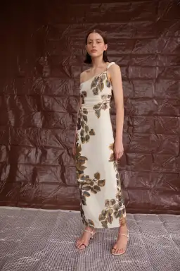 Sir the Label Evalita Twist Midi Dress Pine Valley Print Size 3 / AU 12 for rent on The Volte - image 1