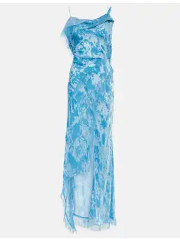 Acne Studios Women's Asymmetric Velvet Maxi Dress Neon Blue Size 34 / AU 6 for rent on The Volte - image 6